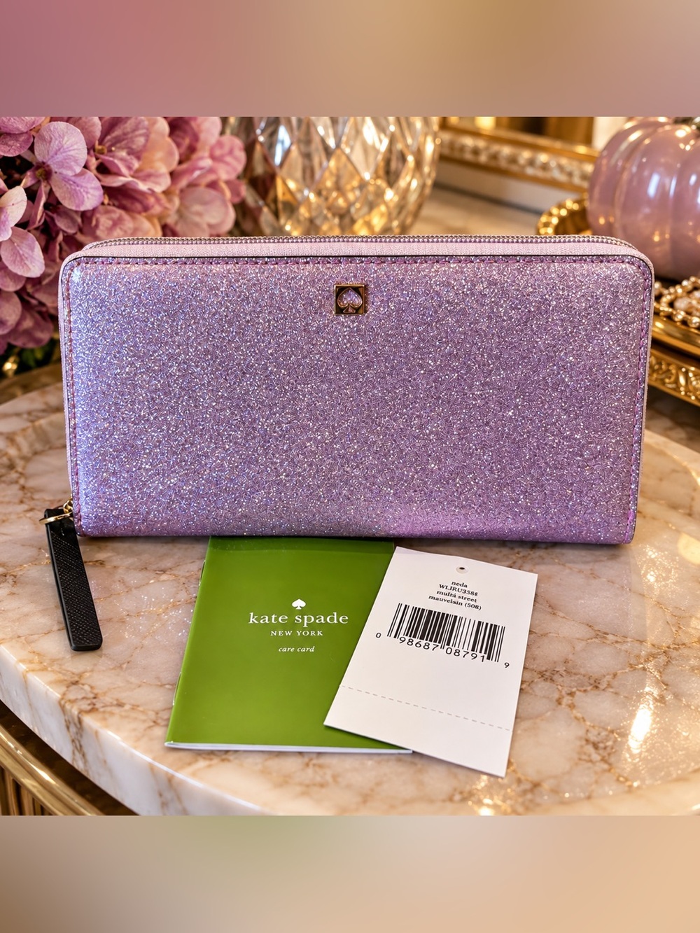 KATE SPADE • Neda Mavis Street Glitter Continental Wallet • Rumraisin Purple
